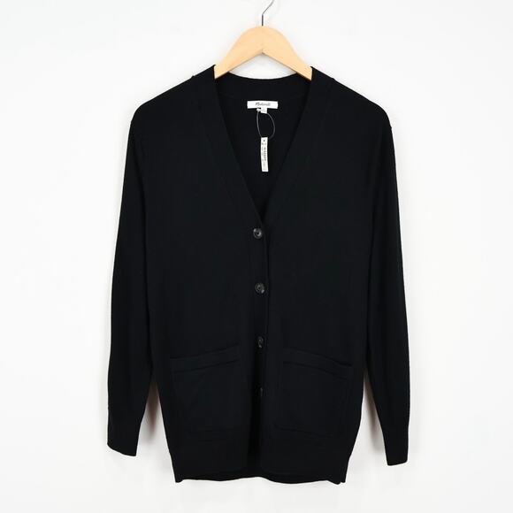 NWT Madewell 100% Merino Wool Relaxed Fit Boyfriend Cardigan True Black Size XS - Picture 4 of 14